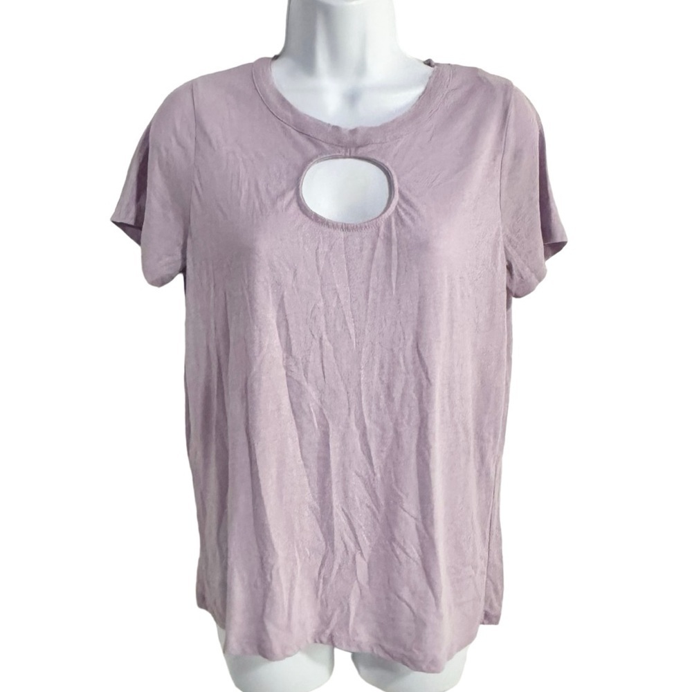 Chaser Lilac Purple Short Sleeve Cut Out Crewneck T-Shirt Size Small NWT - Picture 2 of 8